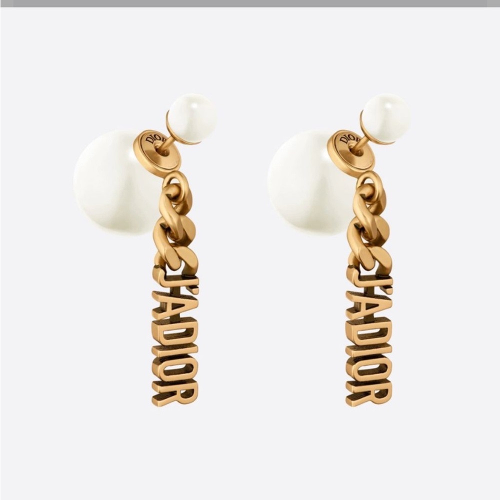 Dior Gold and Cream J'Adior Chain Earrings
